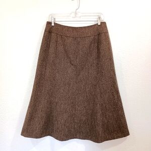 Noni Brown Herringbone A-line Midi Skirt